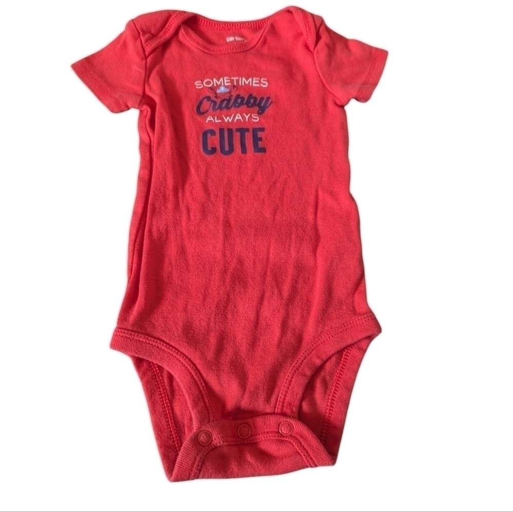 5/$15 Baby Boy/Girl Carter's 6 Month Short Sleeve Onsie- Red/Blue-Crabs